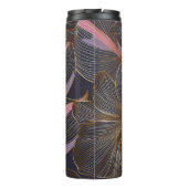 Luxe gouden naadloze florale achtergrond met trop thermosbeker (Achterkant)