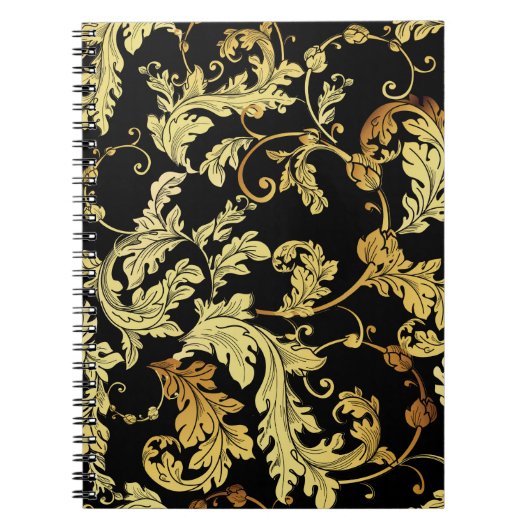 Luxe gouden naadloze patronen. Floral backgrondp Notitieboek (Voorkant)
