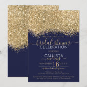Luxe Gouden Navy Glitter Confetti Vrijgezellenfees Kaart (Voorkant / Achterkant)