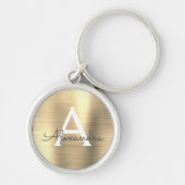 Luxe Gouden Nep Roestvrij Staal Monogram Sleutelhanger (Voorkant)