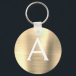 Luxe Gouden Nep Roestvrij Staal Monogram Sleutelhanger<br><div class="desc">Luxe Gouden Nep Roestvrijstalen Metallic Elegante Sleutelhanger. Deze sleutelhangers kunnen worden aangepast met uw initiaal en voornaam. Deze sleutelhangers zijn geweldige cadeaus voor verjaardagen,  bruidsfeesten of vrijgezellenfeesten.</div>