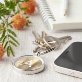 Luxe Gouden Nep RVS Monogram Sleutelhanger (Zijkant)
