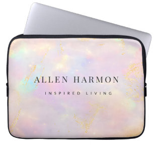 Luxe Gouden Nevel Aangepaste Naam   Geïnspireerd L Laptop Sleeve