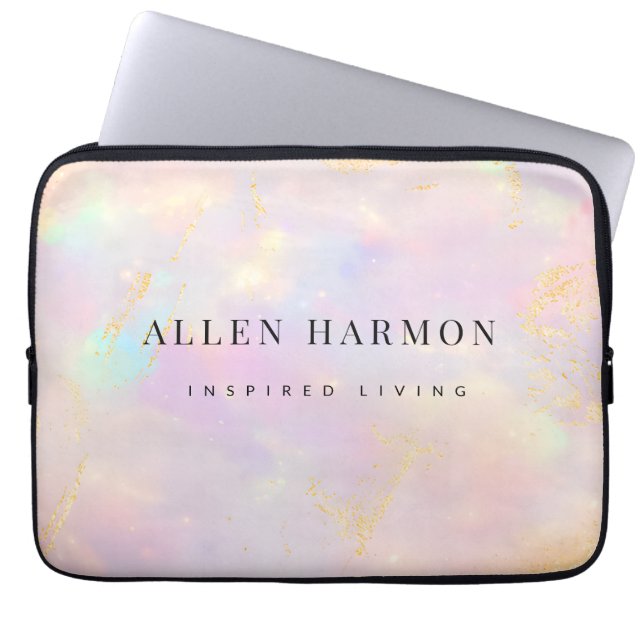 Luxe Gouden Nevel Aangepaste Naam | Geïnspireerd L Laptop Sleeve (Voorkant)