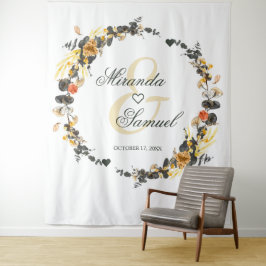 Luxe Gouden Noir Trouw Monogram Wandkleed