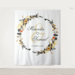 Luxe Gouden Noir Trouw Monogram Wandkleed