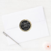 Luxe Gouden Ombre Glitter Gemaakt met Liefde Ronde Sticker (Envelop)