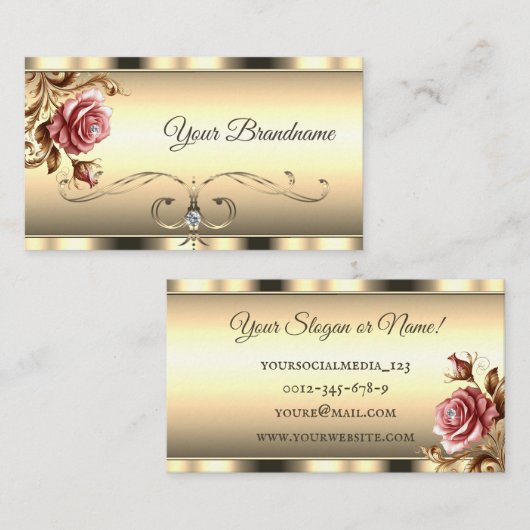 Luxe Gouden Ombre Kleur Gradiënt Roze  Roos Visitekaartje (Voorkant / Achterkant)