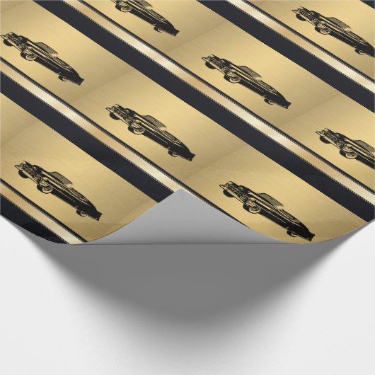 luxe gouden  oude auto op maat cadeaupapier (Hoek)