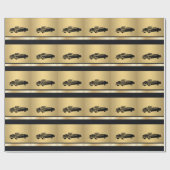 luxe gouden  oude auto op maat cadeaupapier (Vlak)