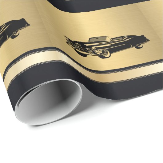 luxe gouden  oude auto op maat cadeaupapier (Rol Hoek)