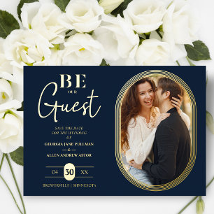 Luxe Gouden Ovale Lijst Charmante Foto Bruiloft Folie Uitnodiging