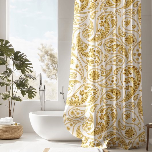 Luxe gouden Paisley douchegordijn