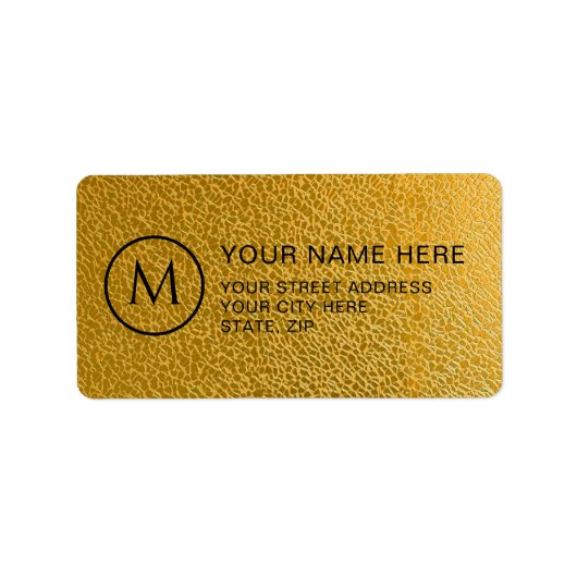 Luxe Gouden Patroon Aangepaste Monogram Adreslabel Etiket (Voorkant)