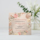 Luxe Gouden Perzik Koraal Bloem Bruiloft Jubileum Kaart (Staand voorkant)