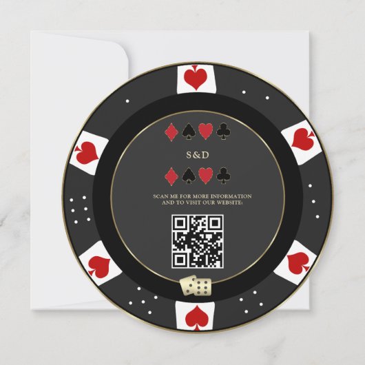 Luxe Gouden Poker Chip Casino QR Code Trouwdag  Kaart (Achterkant)