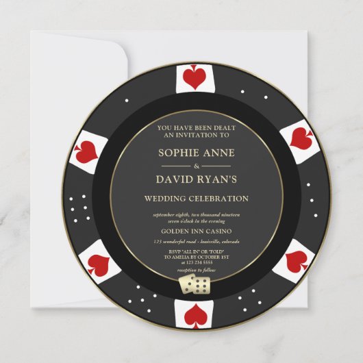 Luxe Gouden Poker Chip Casino QR Code Trouwdag  Kaart (Voorkant)