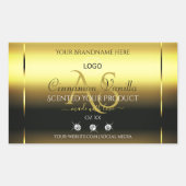 Luxe Gouden Productlabels Juwelen Monogram Logo Rechthoekige Sticker (Voorkant)