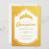 Luxe Gouden Quinceanera Party Kaart (Voorkant)