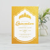Luxe Gouden Quinceanera Party Kaart (Staand voorkant)