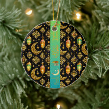 Luxe Gouden Ramadan Lantaarns Teal Zwart Keramiek