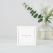 Luxe gouden rand effect wit vierkante visitekaartje (Staand voorkant)