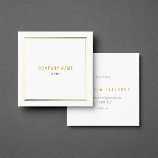 Luxe gouden rand effect wit vierkante visitekaartje
