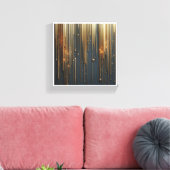 Luxe Gouden Regen - Glanzende Metallic Strings a Canvas Afdruk (Insitu (Woonkamer))