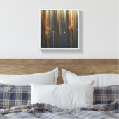 Luxe Gouden Regen - Glanzende Metallic Strings a Canvas Afdruk (Insitu (Slaapkamer))