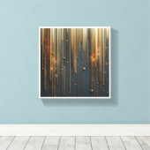 Luxe Gouden Regen - Glanzende Metallic Strings a Canvas Afdruk (Insitu (Houten vloer))