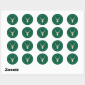 Luxe Gouden Rendier Groen Xmas Retouradres Ronde Sticker (Vel)