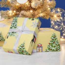 Luxe Gouden Rendier Kerstboom Whimsical  Cadeaupapier