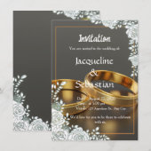 Luxe Gouden Ringen Trouw Uitnodiging (Voorkant / Achterkant)