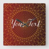 luxe gouden rode gradiënt mandala Wall Clock Vierkante Klok (Voorkant)