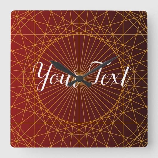 luxe gouden rode gradiënt mandala Wall Clock Vierkante Klok (Voorkant)