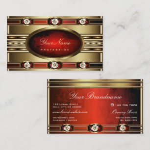 Luxe gouden rood marmeren patroon en diamanten visitekaartje