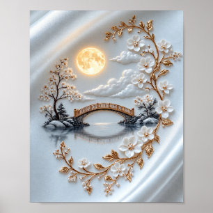 Luxe Gouden Roos Glanzende Vonken Donkere Kunstpri Poster