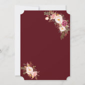 Luxe Gouden Roze Bloemrijke Bourgondiërode Trouw Kaart (Achterkant)
