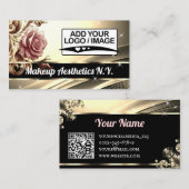 Luxe Gouden Roze Rose Glitter Sterren QR Code Logo Visitekaartje (Voorkant / Achterkant)