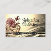 Luxe Gouden Roze Rose Glitter Sterren QR Code Visitekaartje (Voorkant)
