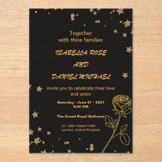 Luxe gouden Save the Date-huwelijkskaart Acryl Uitnodigingen