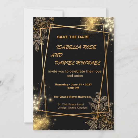 Luxe gouden Save the Date-huwelijkskaart Date (Voorkant)