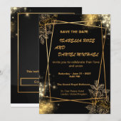 Luxe gouden Save the Date-huwelijkskaart Date (Voorkant / Achterkant)