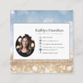 Luxe gouden schittering, moderne evenementenplanne vierkante visitekaartje (Achterkant)