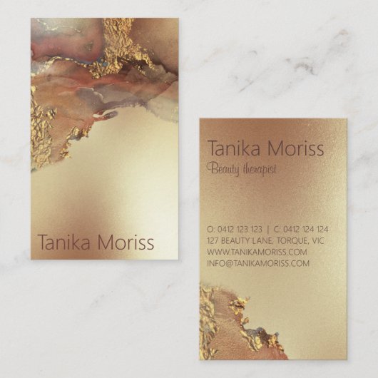 Luxe gouden schoonheidstherapeut visitekaartje (Voorkant / Achterkant)