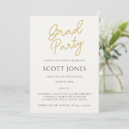 Luxe gouden script geslaagd feest uitnodiging