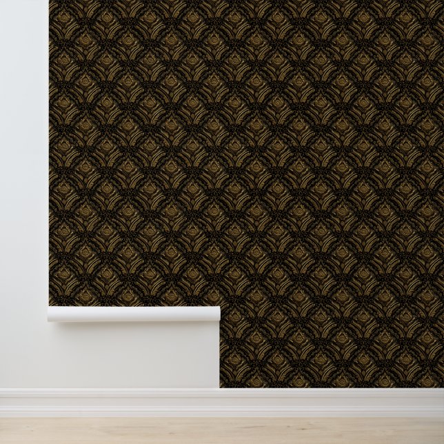 Luxe Gouden Sierdamastpatroon Behang (Applicatie)