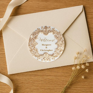 Luxe Gouden Sierlijke Koninklijke Erfgoed Motieven Ronde Sticker