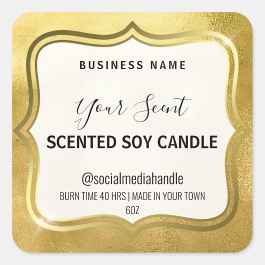 Luxe gouden soja kaars etiketten (Voorkant)