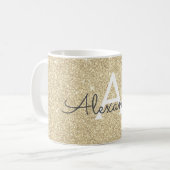 Luxe Gouden Sparkle Glitter Monogram Naam Initiaal Koffiemok (Voorkant links)